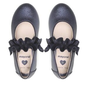 Size 9 Toddler Mayoral Glittery Blue Dress Shoes with Ruffle